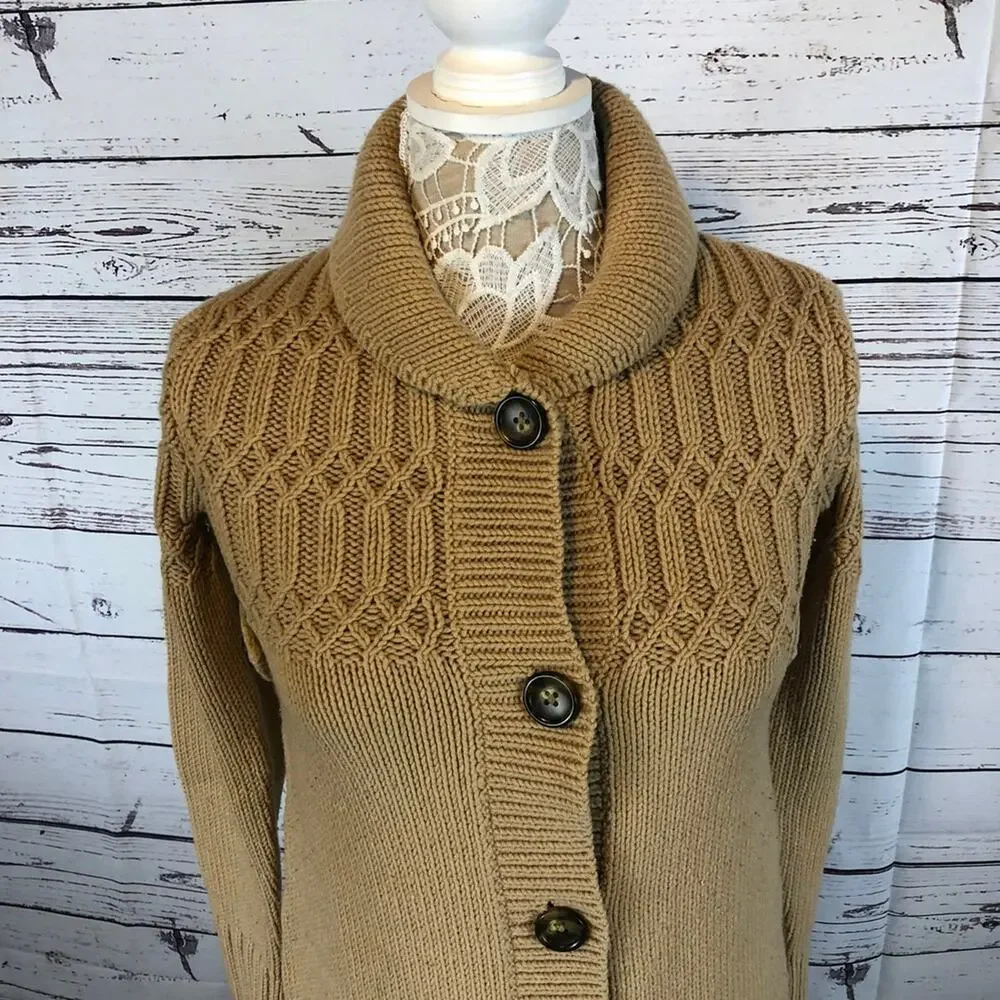 Gap kids cable knit long sweater Cardigan shawl collar size XL